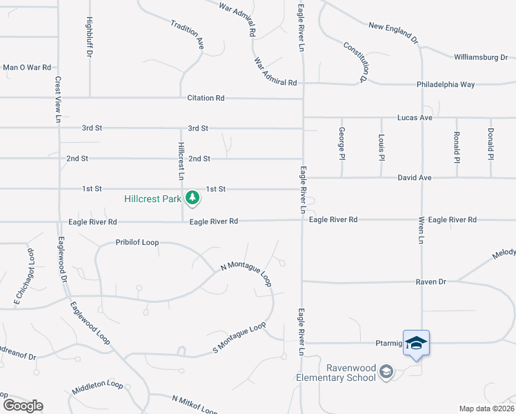 map of restaurants, bars, coffee shops, grocery stores, and more near 19837 Eagle River Road in Anchorage