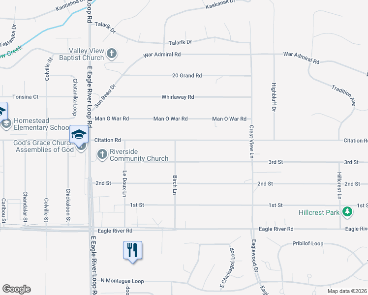 map of restaurants, bars, coffee shops, grocery stores, and more near 18844 Citation Road in Anchorage