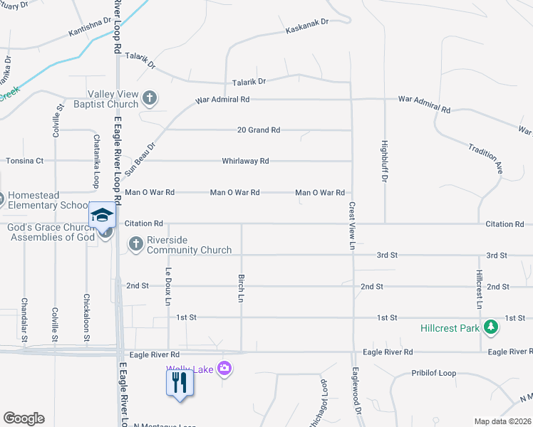 map of restaurants, bars, coffee shops, grocery stores, and more near 18844 Citation Road in Anchorage