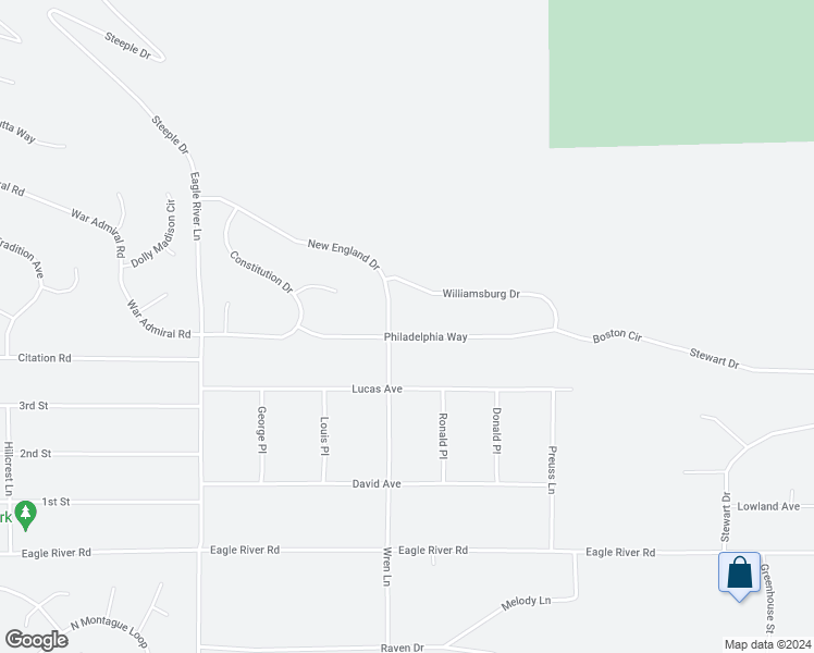 map of restaurants, bars, coffee shops, grocery stores, and more near 20417 Philadelphia Way in Anchorage