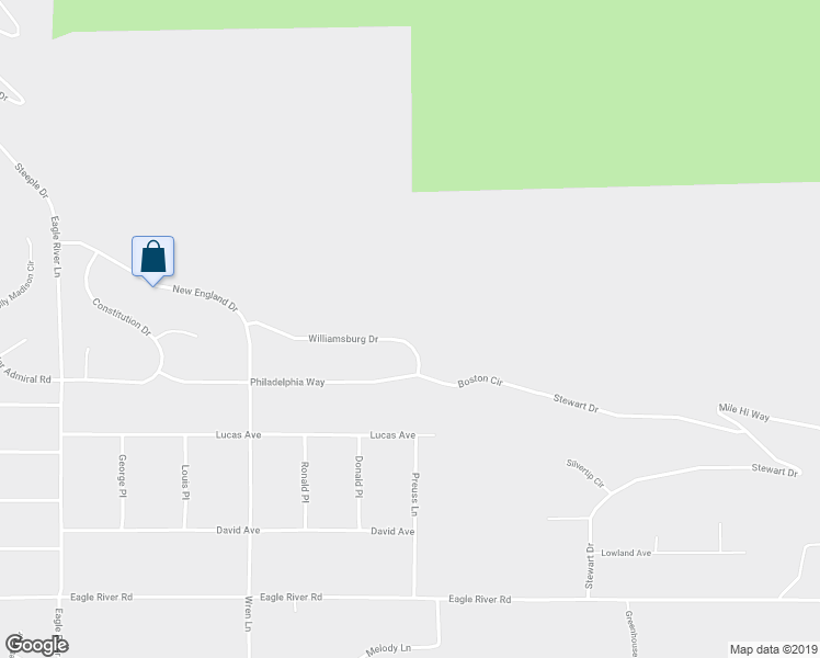 map of restaurants, bars, coffee shops, grocery stores, and more near 20705 Williamsburg Drive in Anchorage