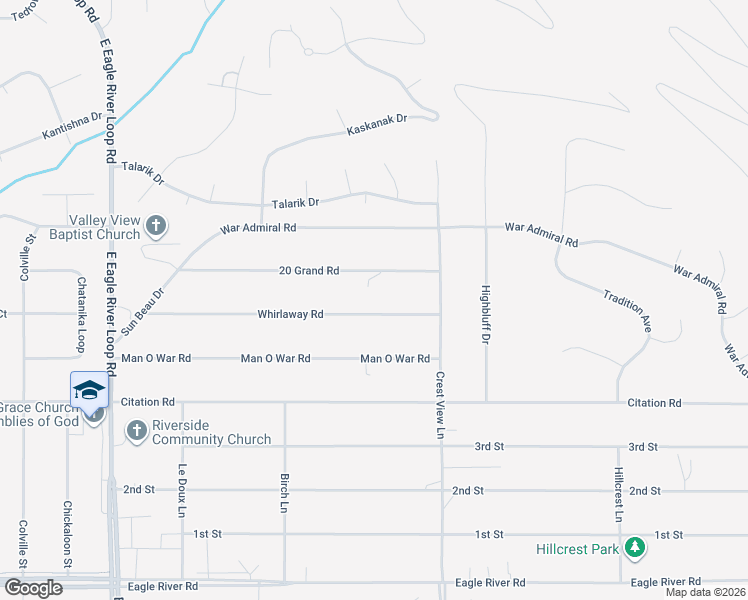 map of restaurants, bars, coffee shops, grocery stores, and more near 19030 20 Grand Road in Anchorage