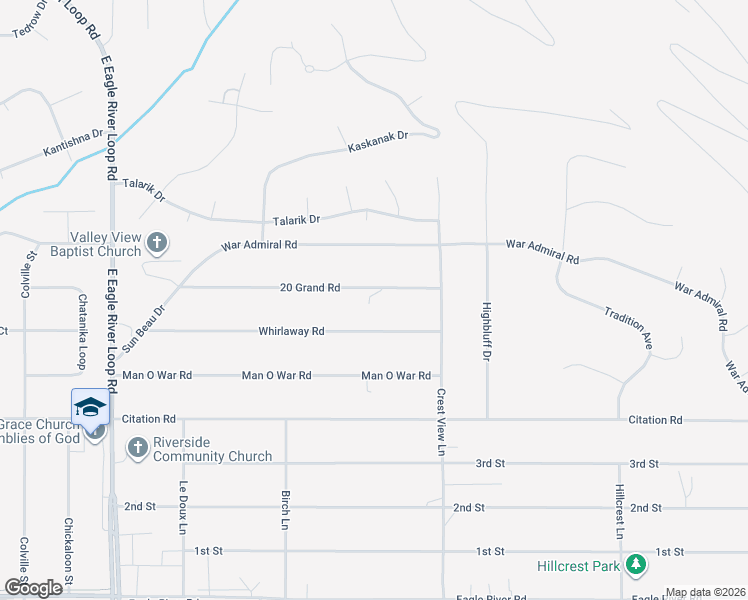 map of restaurants, bars, coffee shops, grocery stores, and more near 19030 20 Grand Road in Anchorage