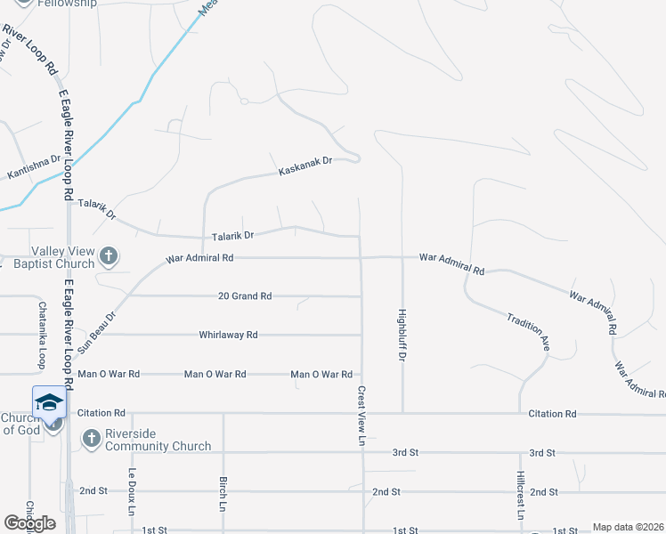 map of restaurants, bars, coffee shops, grocery stores, and more near 19108 20 Grand Road in Anchorage