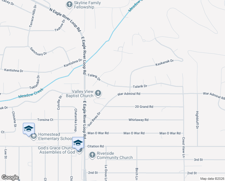 map of restaurants, bars, coffee shops, grocery stores, and more near 18636 Talarik Drive in Anchorage