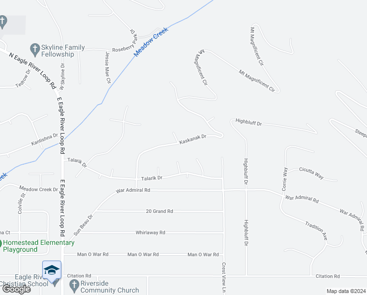 map of restaurants, bars, coffee shops, grocery stores, and more near 11027 Kaskanak Drive in Anchorage