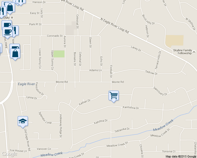 map of restaurants, bars, coffee shops, grocery stores, and more near 11204 Echo Street in Anchorage