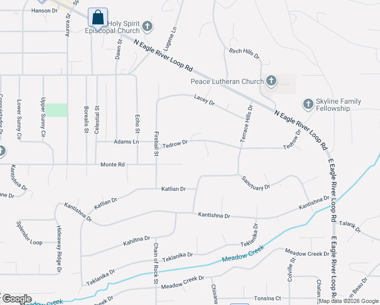 map of restaurants, bars, coffee shops, grocery stores, and more near 17708 Monte Road in Anchorage