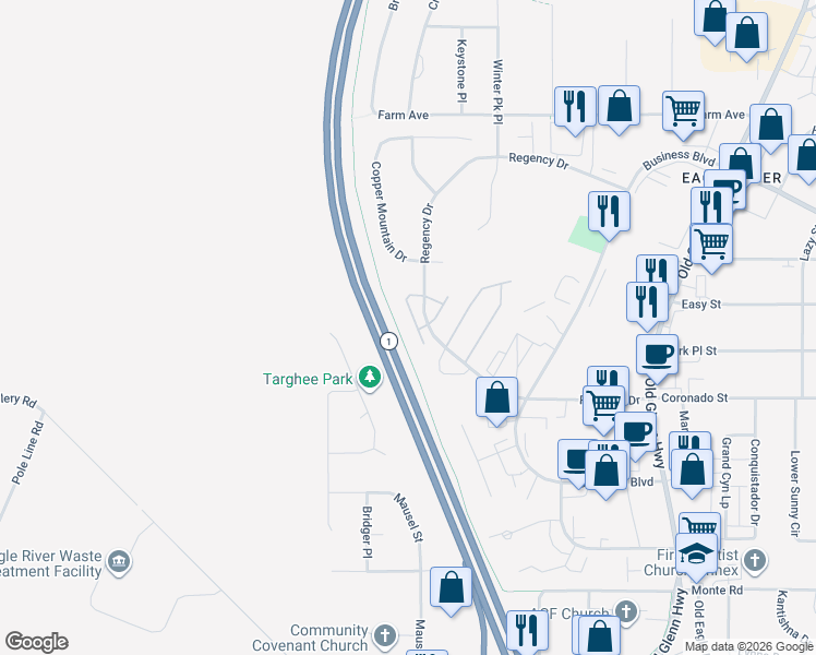 map of restaurants, bars, coffee shops, grocery stores, and more near 11784 Galena Bay Drive in Anchorage