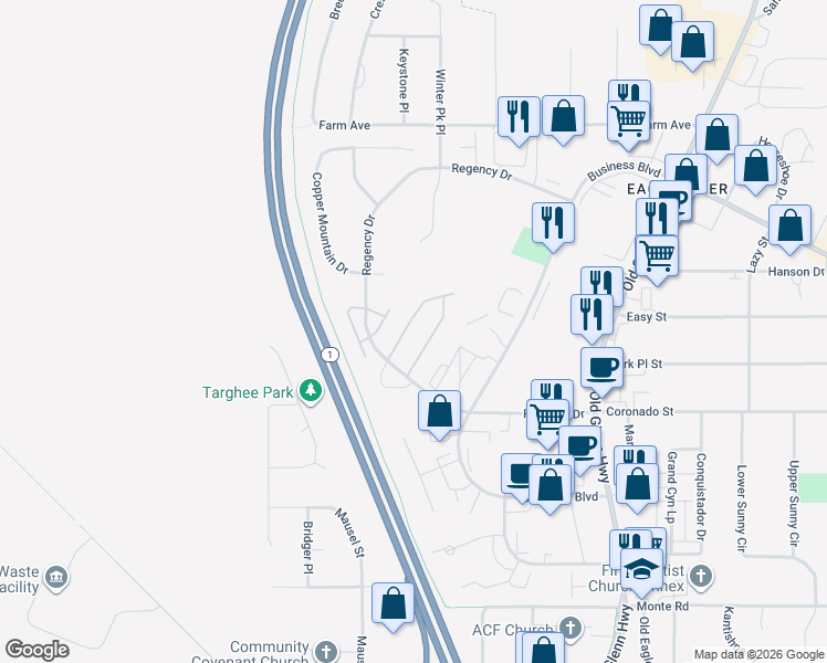 map of restaurants, bars, coffee shops, grocery stores, and more near 11706 Galloway Loop in Anchorage