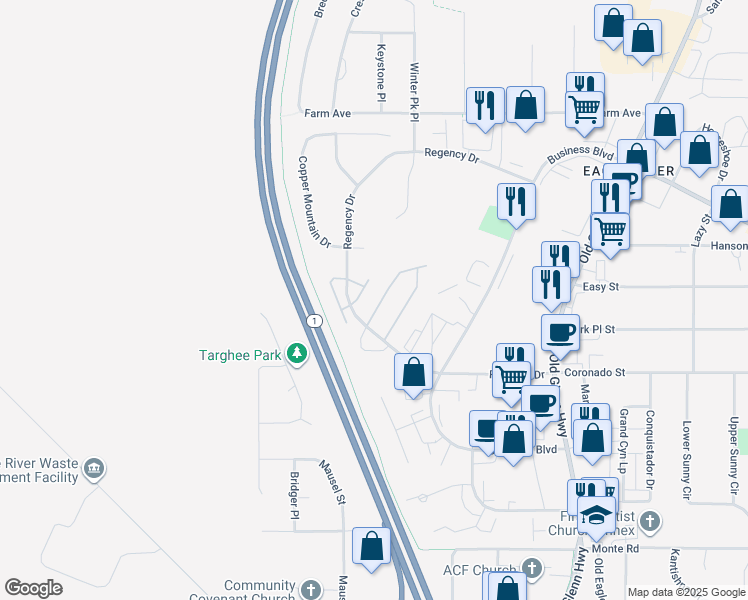 map of restaurants, bars, coffee shops, grocery stores, and more near 11853 Galloway Loop in Anchorage