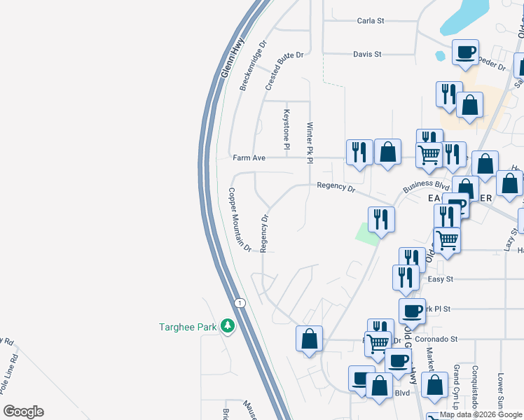 map of restaurants, bars, coffee shops, grocery stores, and more near 12008 Buttermilk Way in Anchorage