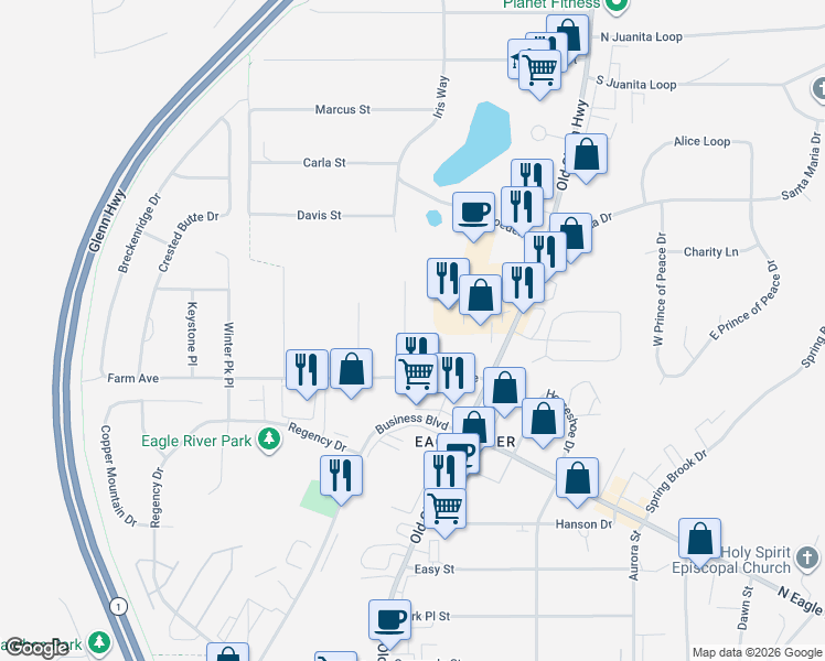 map of restaurants, bars, coffee shops, grocery stores, and more near in 