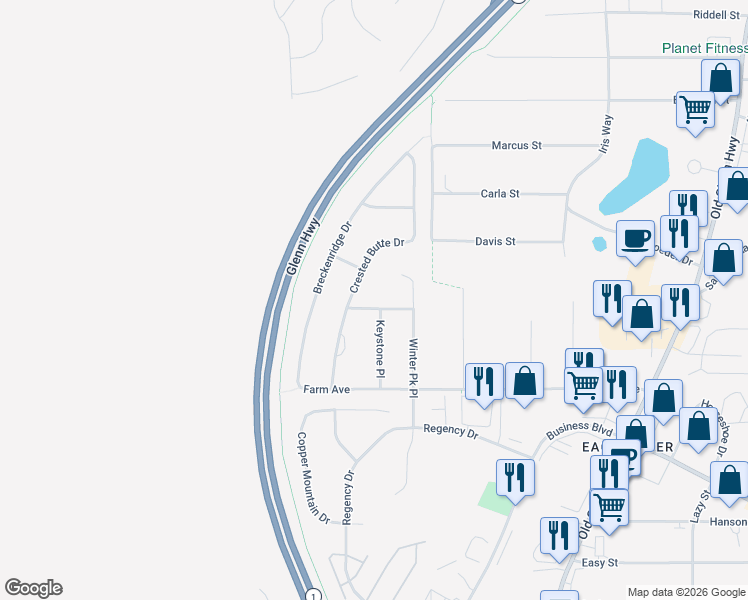 map of restaurants, bars, coffee shops, grocery stores, and more near 16231 Jackson Hole Court in Anchorage