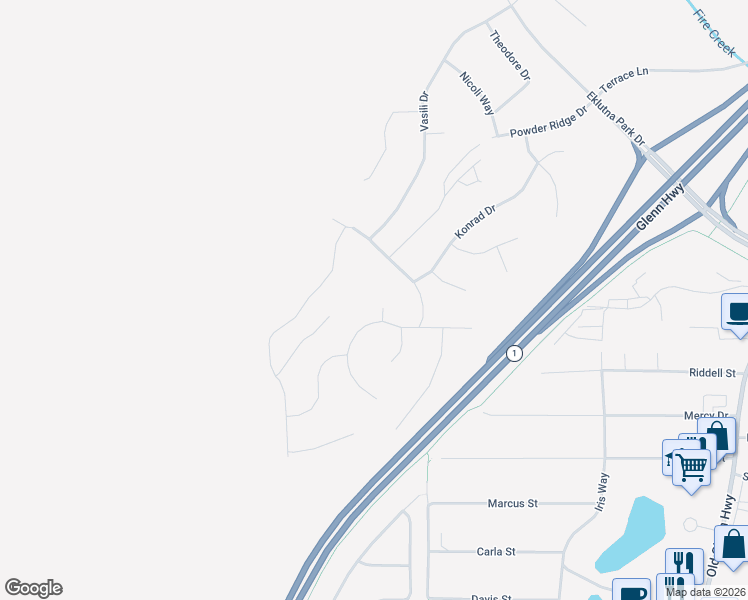 map of restaurants, bars, coffee shops, grocery stores, and more near 13190 Kuphaldt Circle in Anchorage
