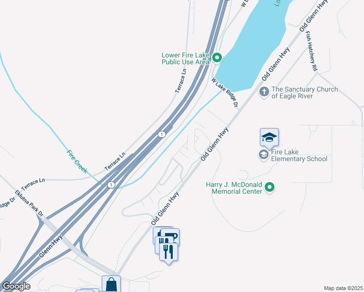 map of restaurants, bars, coffee shops, grocery stores, and more near 17525 Silverwood Way in Anchorage