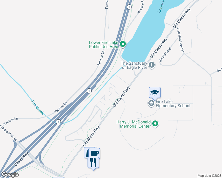 map of restaurants, bars, coffee shops, grocery stores, and more near 13900 Old Glenn Highway in Anchorage