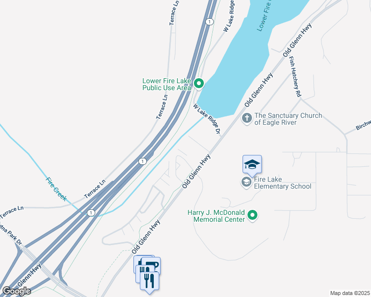 map of restaurants, bars, coffee shops, grocery stores, and more near 14009 Old Glenn Highway in Anchorage