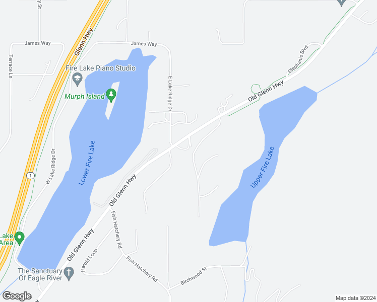 map of restaurants, bars, coffee shops, grocery stores, and more near 14707 Old Glenn Highway in Anchorage