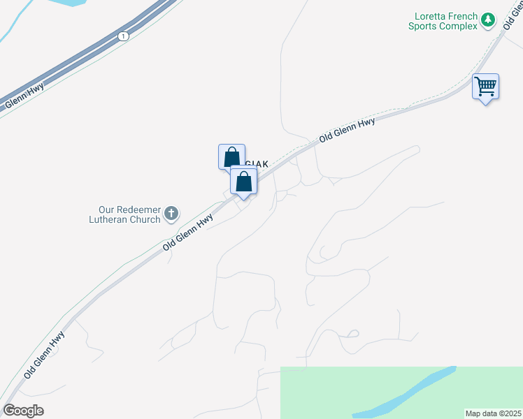 map of restaurants, bars, coffee shops, grocery stores, and more near 18520 Bending Birch Drive in Anchorage