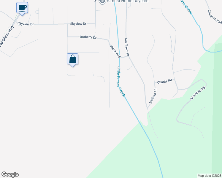 map of restaurants, bars, coffee shops, grocery stores, and more near 18821 Jasmine Road in Anchorage