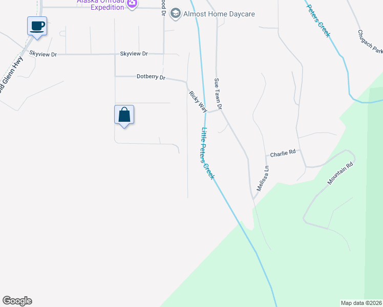 map of restaurants, bars, coffee shops, grocery stores, and more near 18821 Jasmine Road in Anchorage