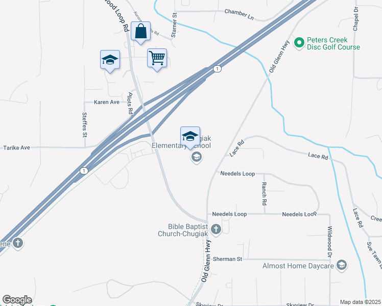 map of restaurants, bars, coffee shops, grocery stores, and more near 19932 Old Glenn Highway in Anchorage