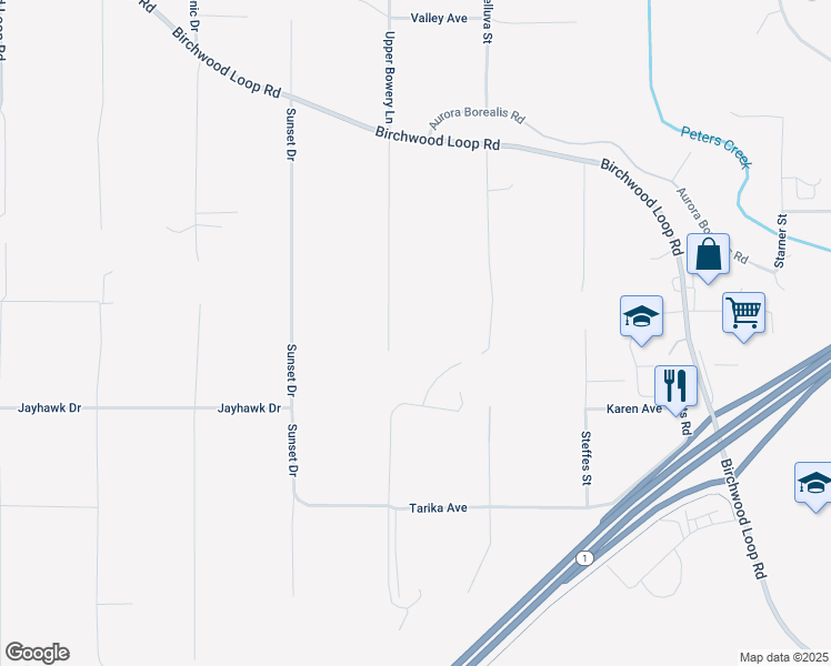 map of restaurants, bars, coffee shops, grocery stores, and more near 20325 Upper Bowery Lane in Chugiak