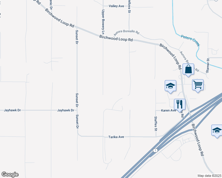 map of restaurants, bars, coffee shops, grocery stores, and more near 20325 Upper Bowery Lane in Anchorage