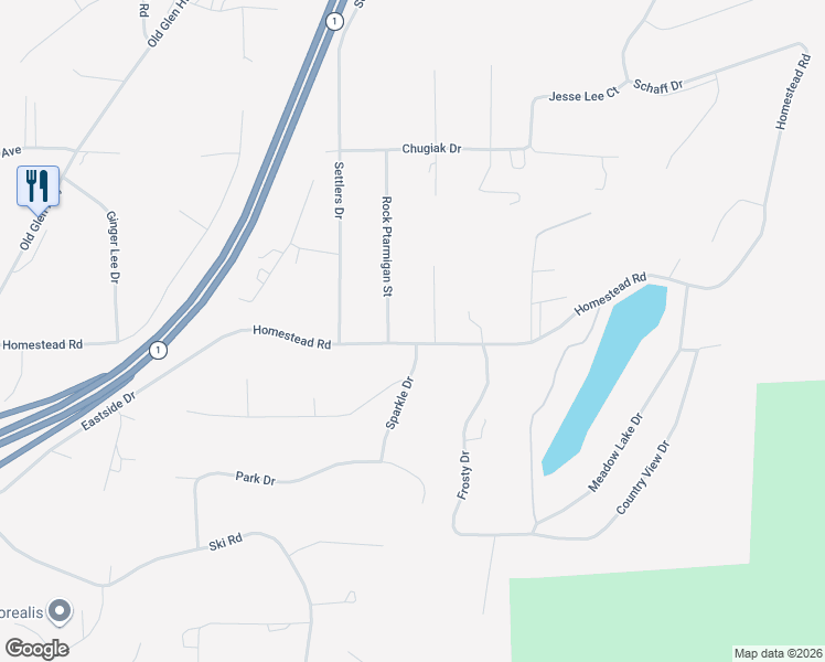 map of restaurants, bars, coffee shops, grocery stores, and more near 24515 Hearthstone Drive in Anchorage