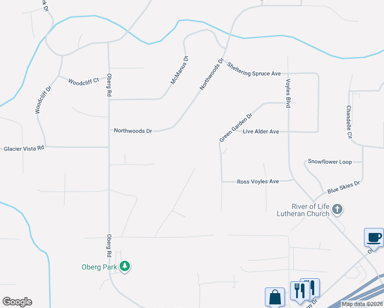 map of restaurants, bars, coffee shops, grocery stores, and more near 21500 Baron Drive in Anchorage