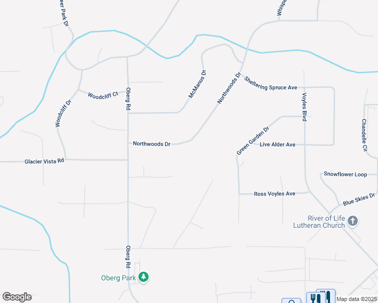 map of restaurants, bars, coffee shops, grocery stores, and more near 22636 Northwoods Drive in Anchorage