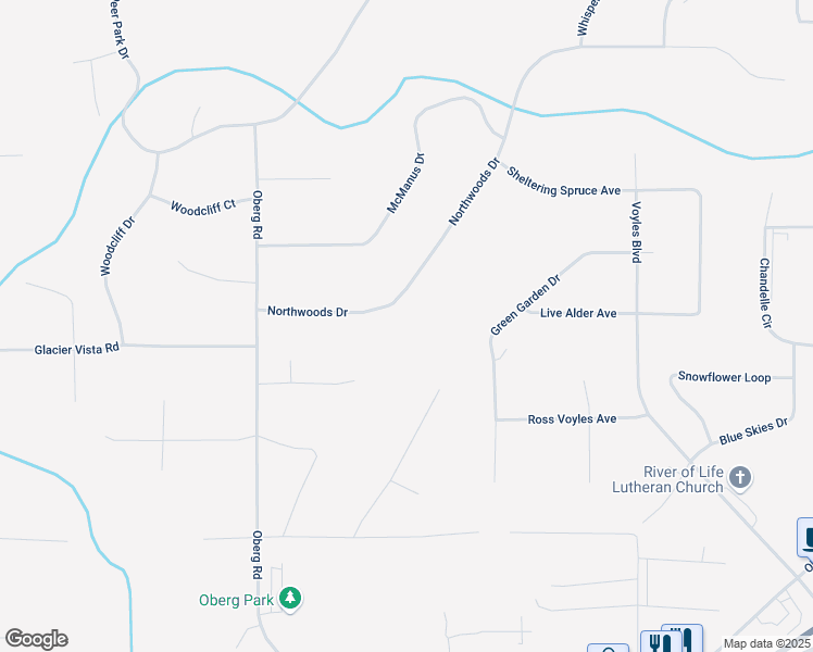 map of restaurants, bars, coffee shops, grocery stores, and more near 22636 Northwoods Drive in Anchorage