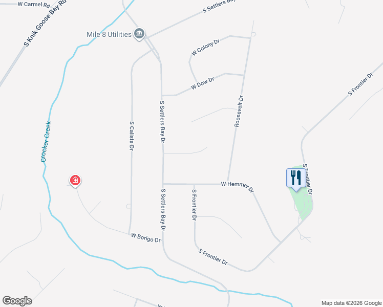 map of restaurants, bars, coffee shops, grocery stores, and more near 6984 Troy Place in Wasilla