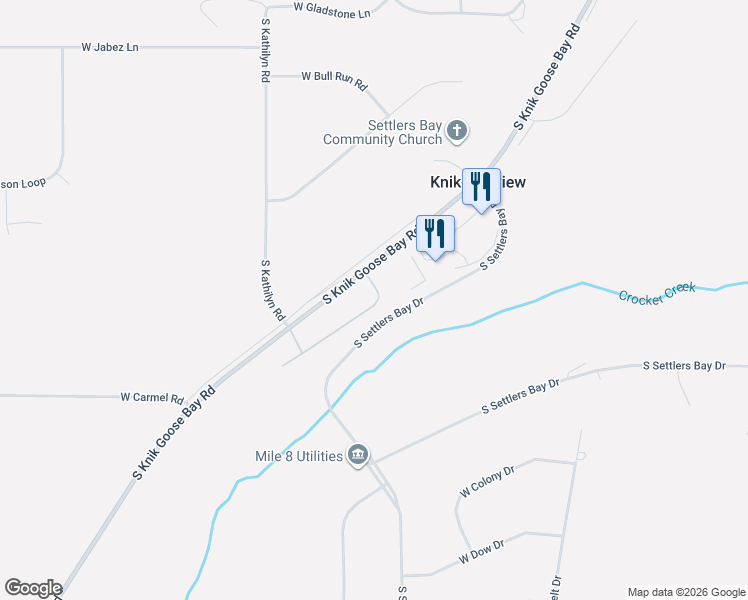 map of restaurants, bars, coffee shops, grocery stores, and more near 5910 South Clearview Loop in Wasilla
