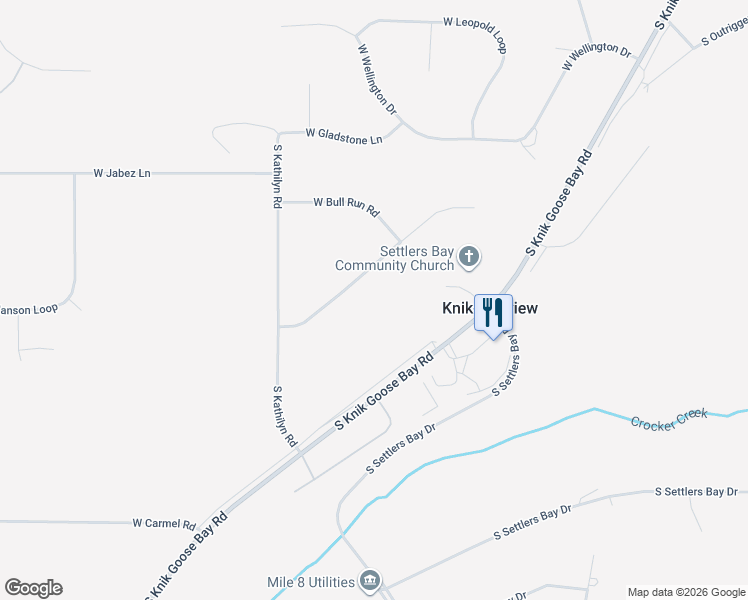 map of restaurants, bars, coffee shops, grocery stores, and more near 7025 West Moose Ridge Circle in Wasilla