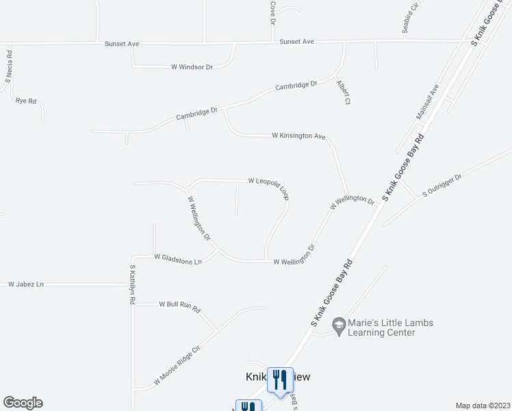 map of restaurants, bars, coffee shops, grocery stores, and more near 5231 Westminster Court in Wasilla