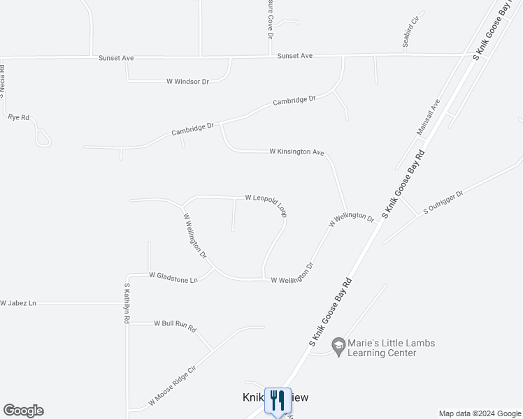 map of restaurants, bars, coffee shops, grocery stores, and more near 6870 West Leopold Loop in Wasilla