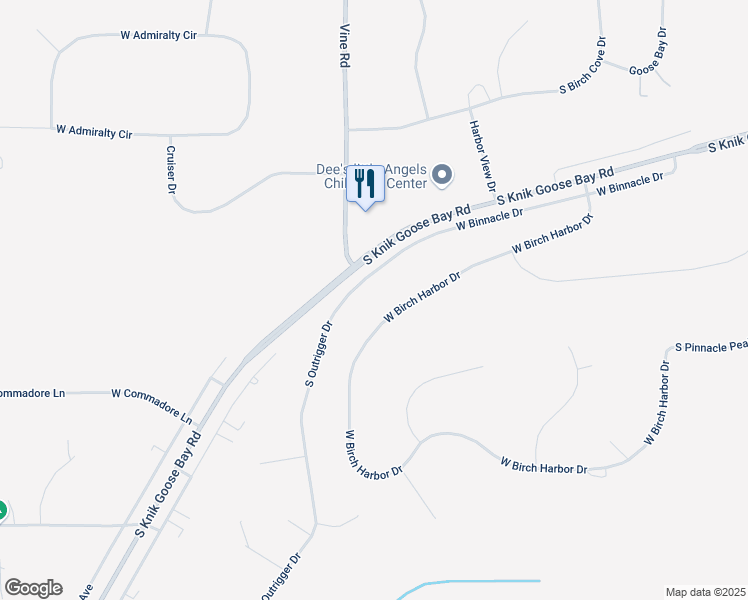 map of restaurants, bars, coffee shops, grocery stores, and more near 5980 West Binnacle Drive in Wasilla