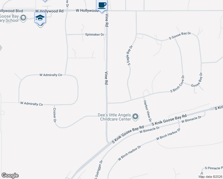map of restaurants, bars, coffee shops, grocery stores, and more near 4051 Vine Road in Wasilla
