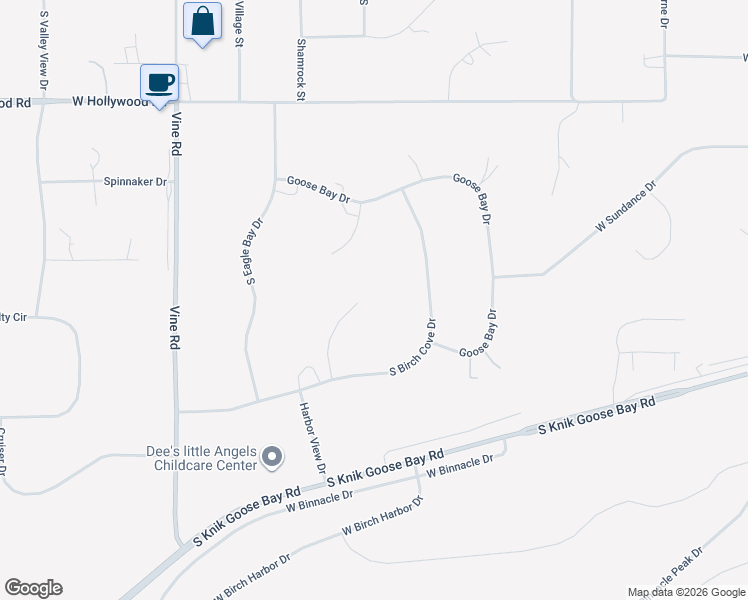 map of restaurants, bars, coffee shops, grocery stores, and more near 3905 Cook Inlet Circle in Wasilla