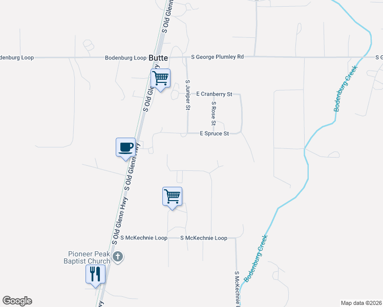 map of restaurants, bars, coffee shops, grocery stores, and more near 3875 South Tustin Drive in Palmer