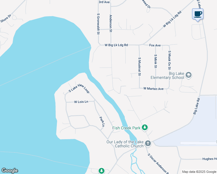 map of restaurants, bars, coffee shops, grocery stores, and more near 3838 South Wolverine Drive in Wasilla