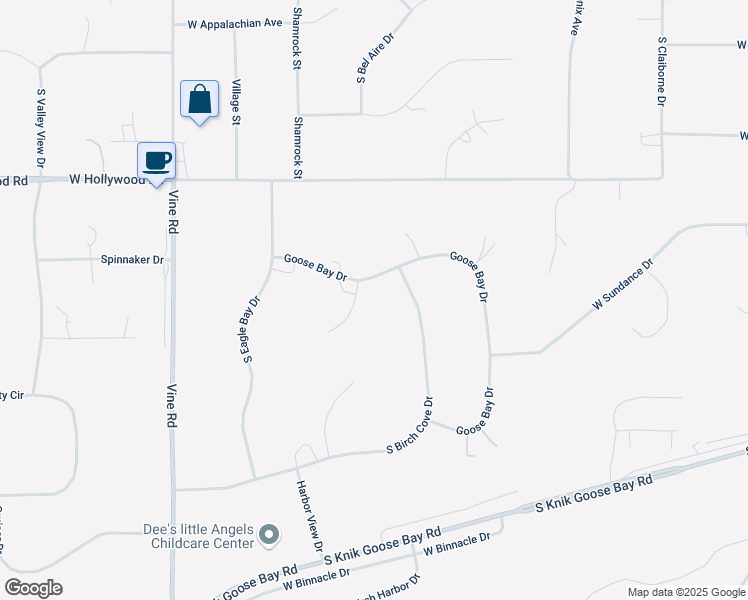 map of restaurants, bars, coffee shops, grocery stores, and more near 3831 South Tradewinds Circle in Wasilla
