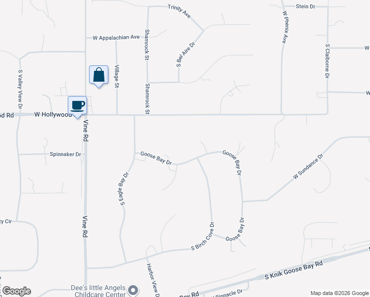 map of restaurants, bars, coffee shops, grocery stores, and more near 3681 South Goose Bay Drive in Wasilla