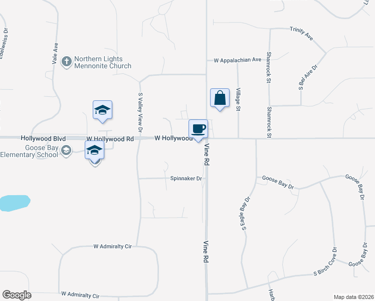 map of restaurants, bars, coffee shops, grocery stores, and more near 6101 Spinnaker Drive in Wasilla