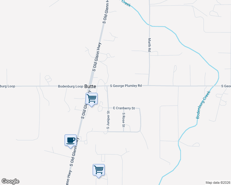 map of restaurants, bars, coffee shops, grocery stores, and more near 16600 Plumley Road in Palmer