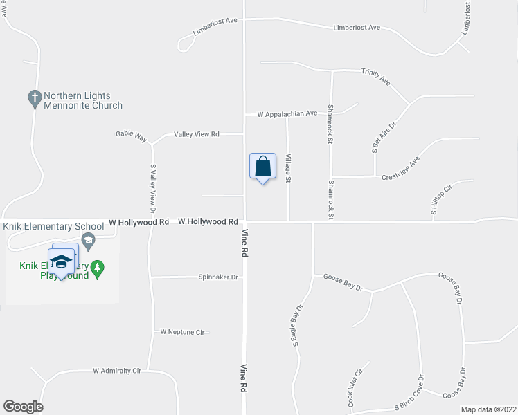 map of restaurants, bars, coffee shops, grocery stores, and more near 3591 Vine Road in Wasilla