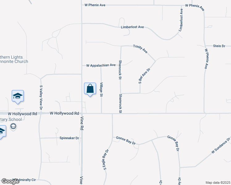 map of restaurants, bars, coffee shops, grocery stores, and more near 3460 South Shamrock Street in Wasilla