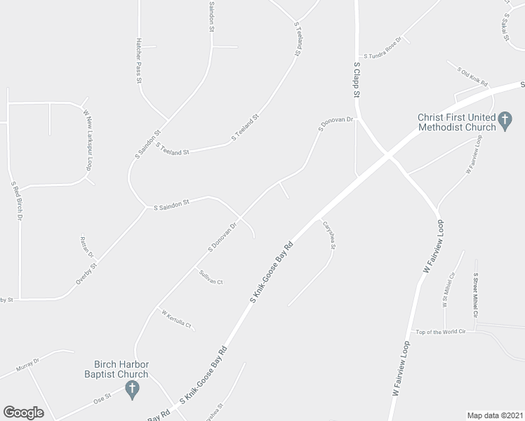 map of restaurants, bars, coffee shops, grocery stores, and more near 3005 South Donovan Drive in Wasilla